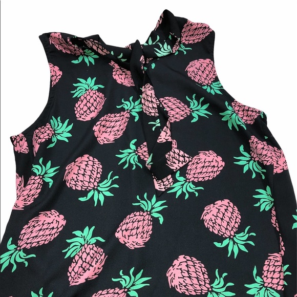 West Moon Los Angeles black & pink pineapple top sleeveless size medium - Picture 3 of 6